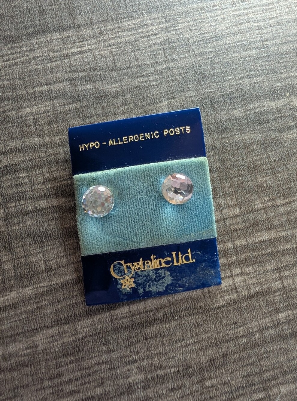 Vintage Crystaline Ltd Hypo-Allergenic Clear Crystal Stud Earrings